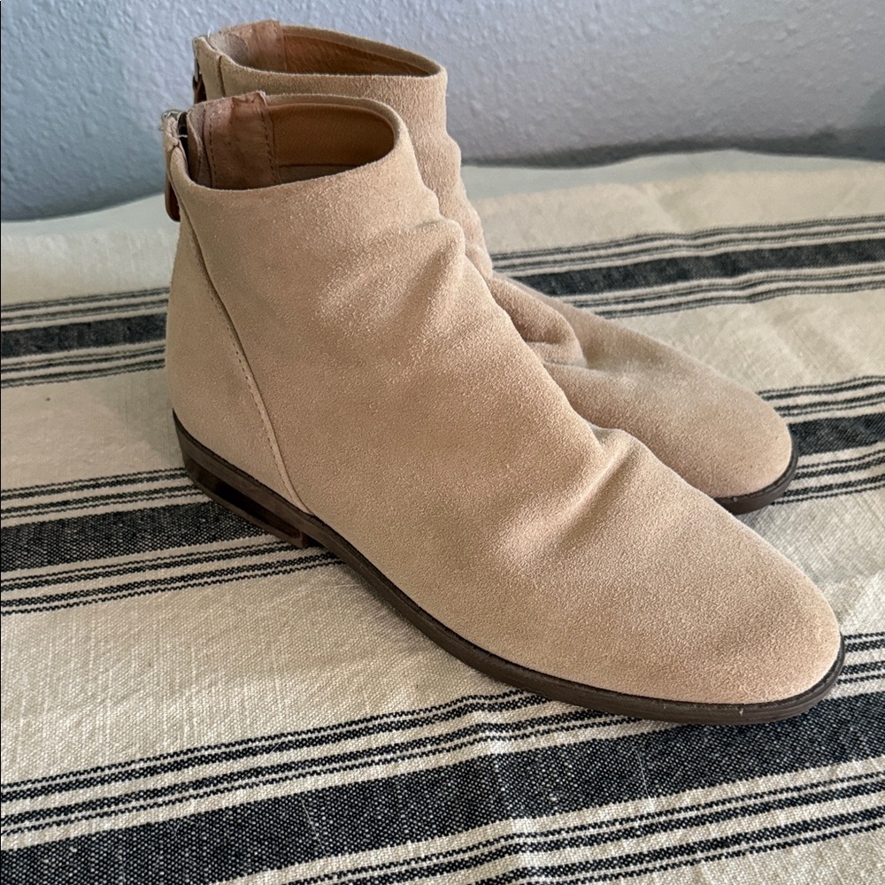 Gentle Souls Beige Suede Ankle Booties
